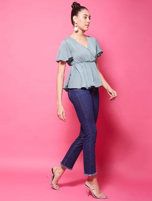 bell sleeved peplum top - 17484066 - Standard Image - 4