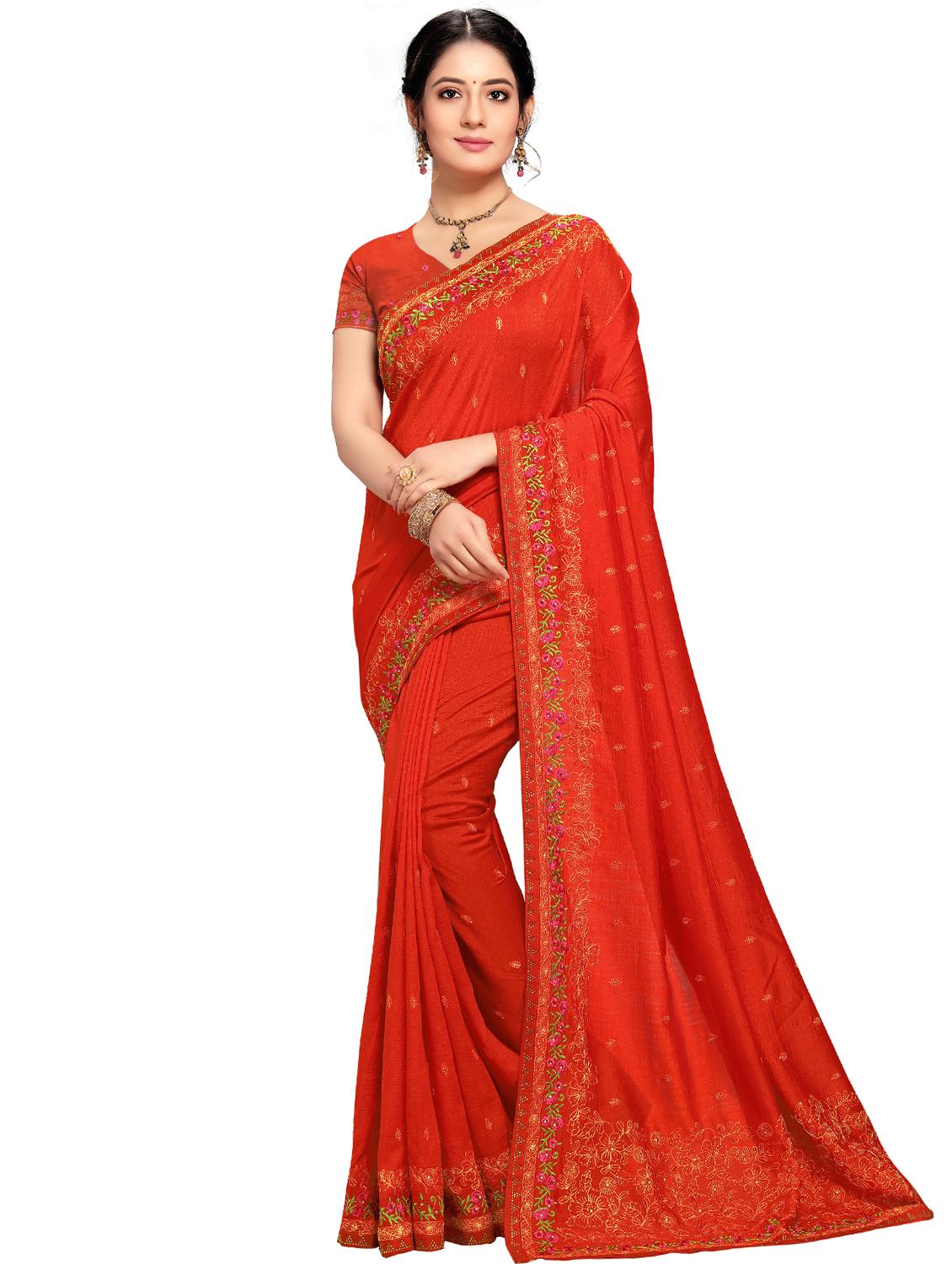 tonal embroidered saree with blouse - 17484586 - Zoom Image - 1
