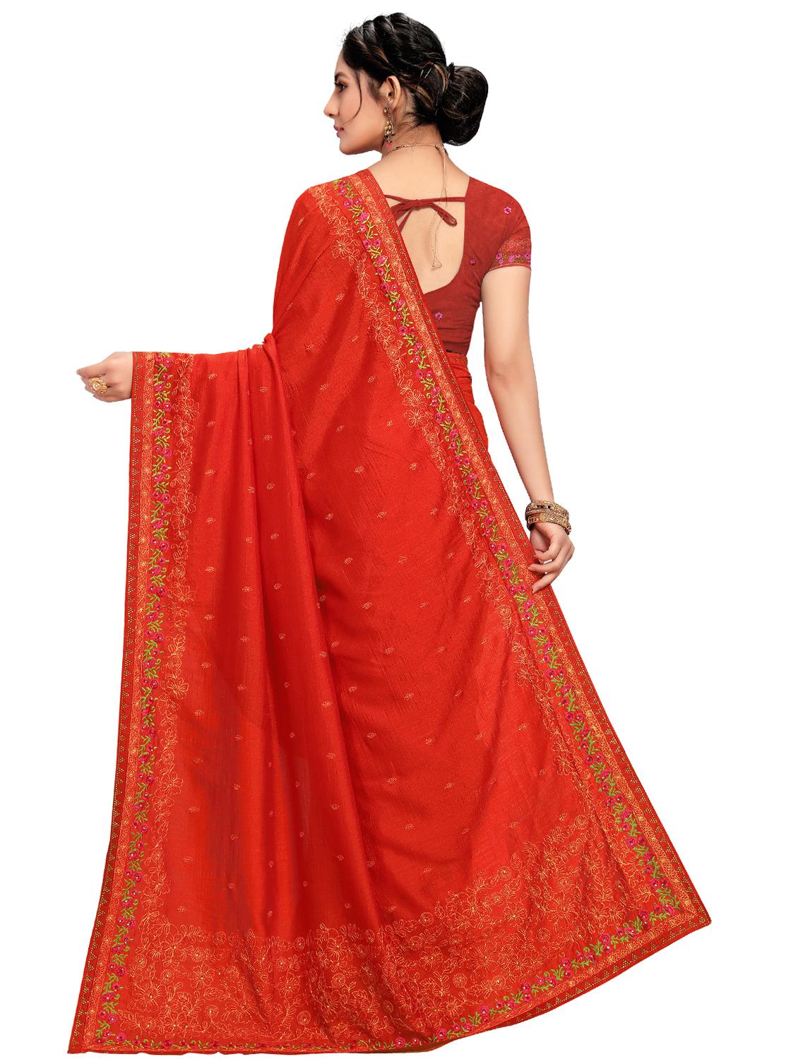 tonal embroidered saree with blouse - 17484586 - Zoom Image - 2