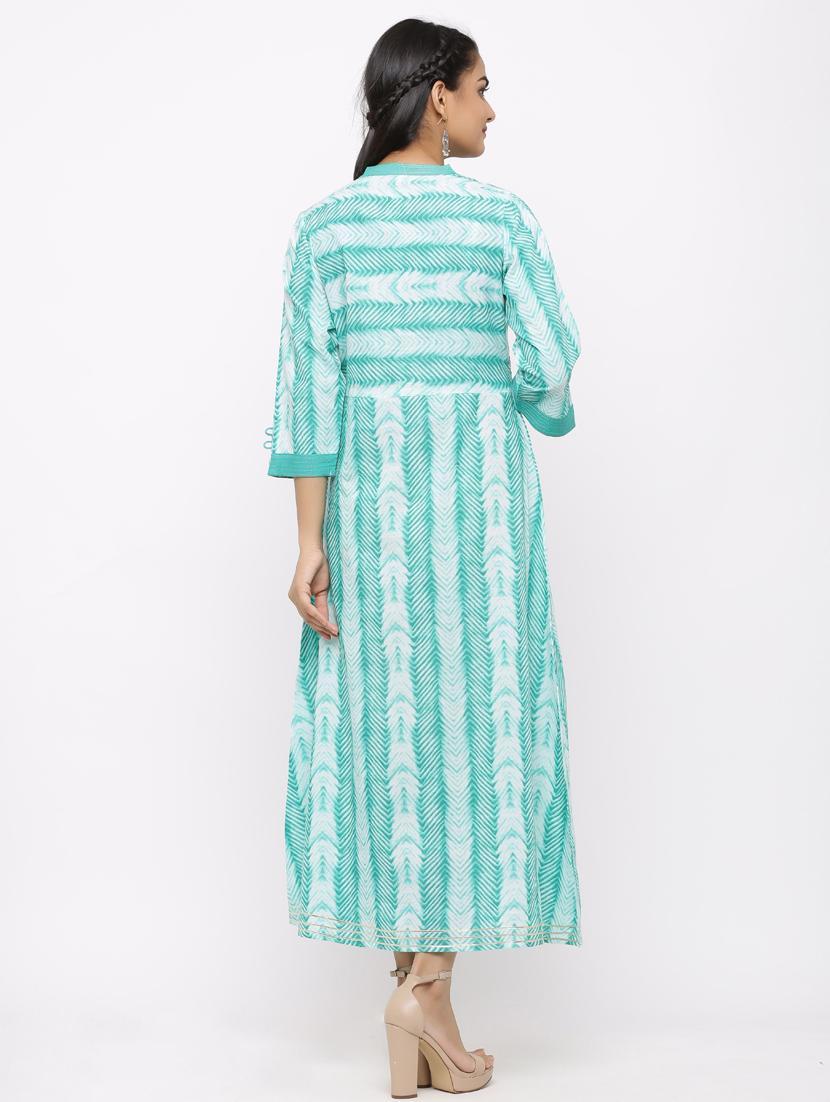 striped cotton a-line kurta - 17484590 - Zoom Image - 3