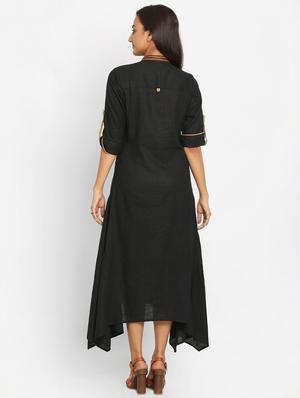 solid asymmetric ethnic dress - 17484633 - Standard Image - 3