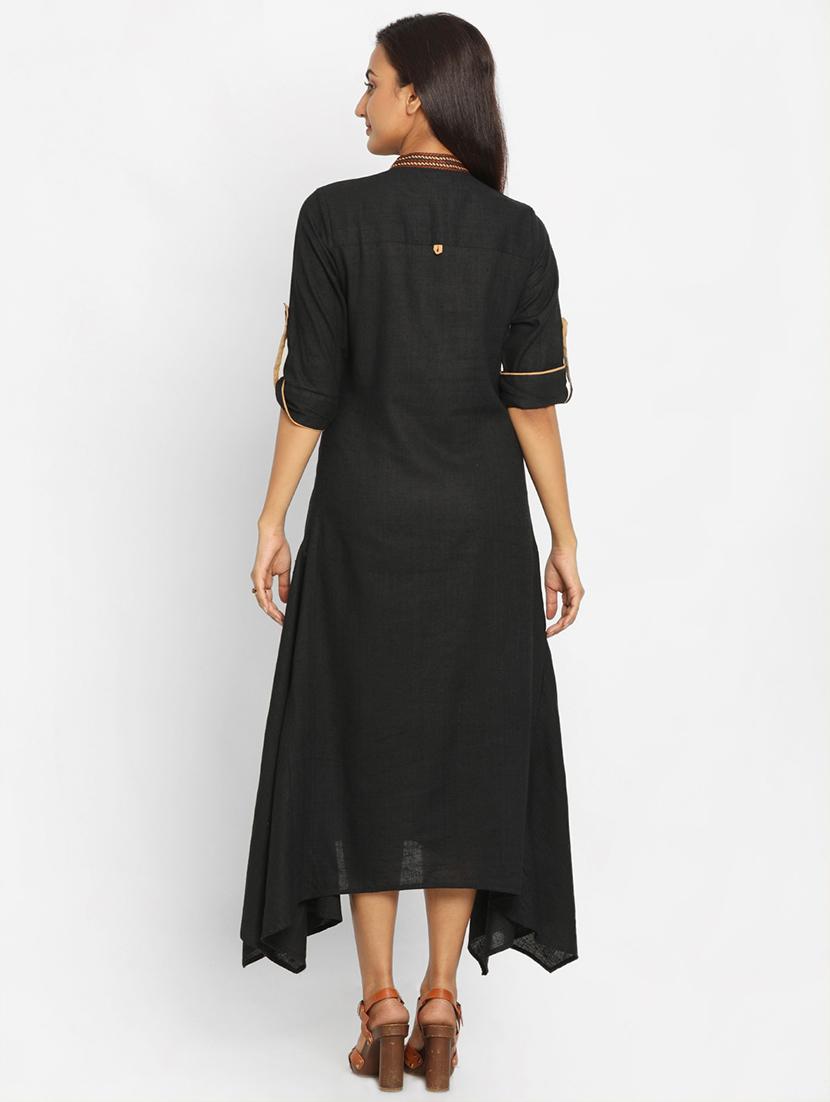 solid asymmetric ethnic dress - 17484633 - Zoom Image - 3