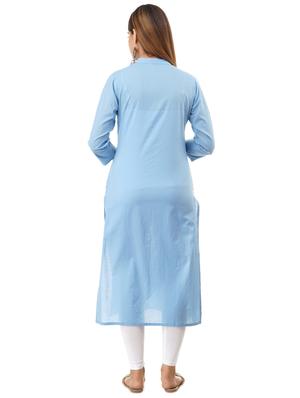 solid cotton straight kurta - 17484863 - Standard Image - 3