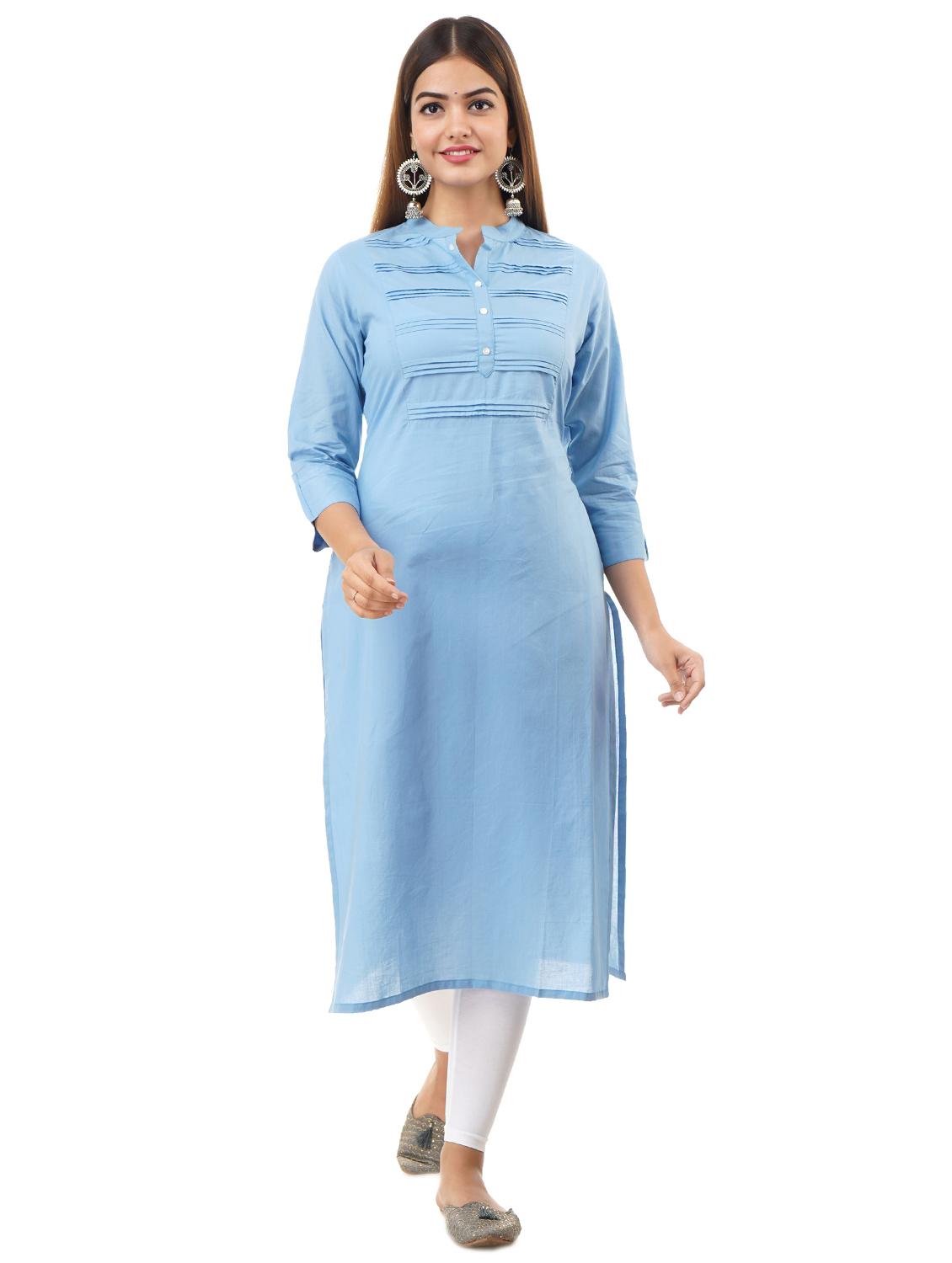 solid cotton straight kurta - 17484863 - Zoom Image - 1