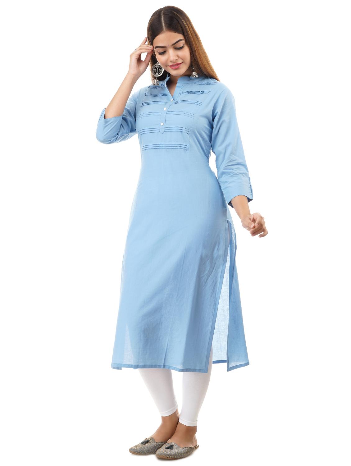 solid cotton straight kurta - 17484863 - Zoom Image - 2