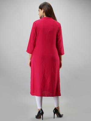 solid rayon straight kurta - 17484864 - Standard Image - 3