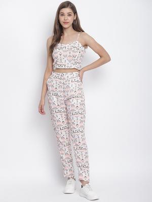 white polyester top and trouser with shrug - 17484878 - Standard Image - 3