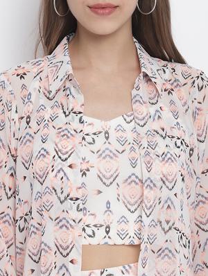 white polyester top and trouser with shrug - 17484878 - Standard Image - 5