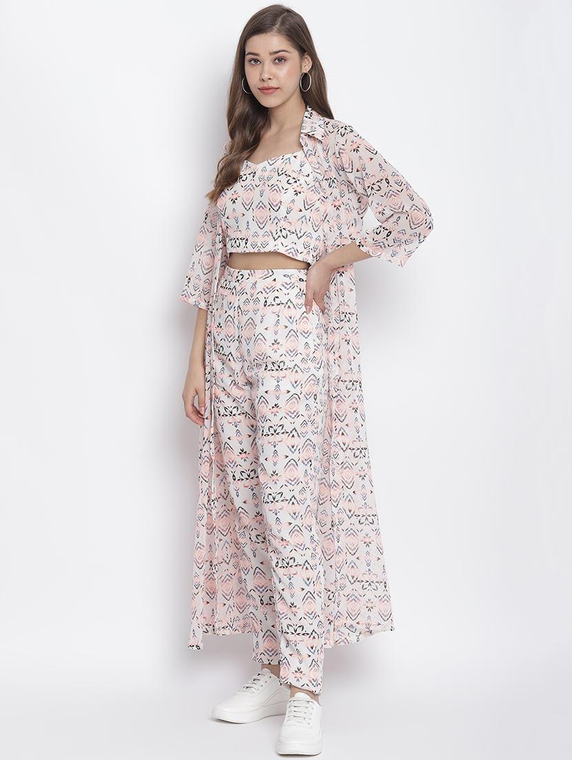 white polyester top and trouser with shrug - 17484878 - Zoom Image - 2