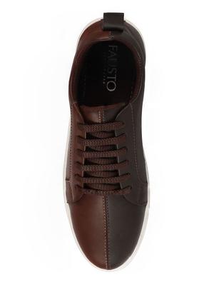 tan synthetic lace up sneakers - 17484904 - Standard Image - 4