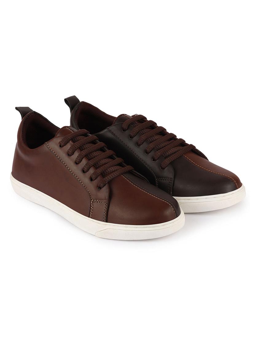 tan synthetic lace up sneakers - 17484904 - Zoom Image - 2