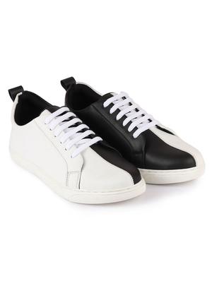 white synthetic lace up sneakers - 17484905 - Standard Image - 2