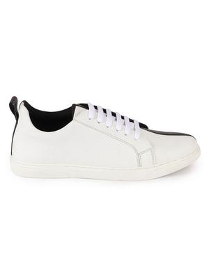 white synthetic lace up sneakers - 17484905 - Standard Image - 3
