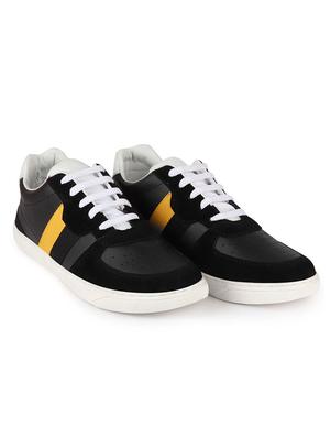 black synthetic lace up sneakers - 17484906 - Standard Image - 2