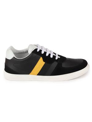 black synthetic lace up sneakers - 17484906 - Standard Image - 3