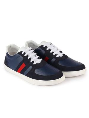 navy synthetic lace up sneakers - 17484908 - Standard Image - 2