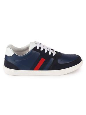 navy synthetic lace up sneakers - 17484908 - Standard Image - 3