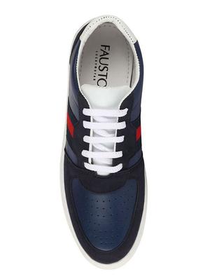 navy synthetic lace up sneakers - 17484908 - Standard Image - 4