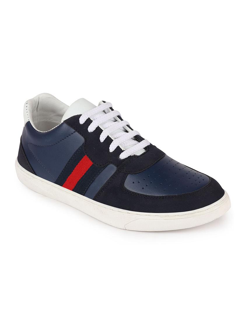 navy synthetic lace up sneakers - 17484908 - Zoom Image - 1