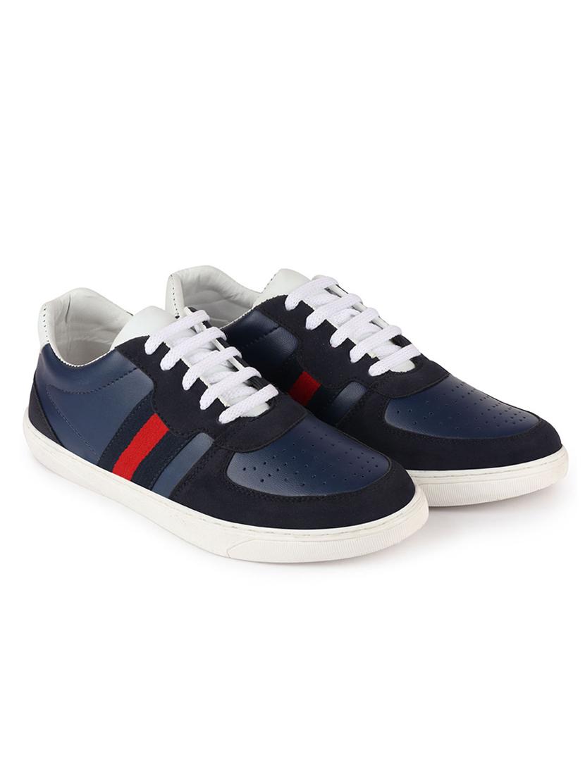 navy synthetic lace up sneakers - 17484908 - Zoom Image - 2