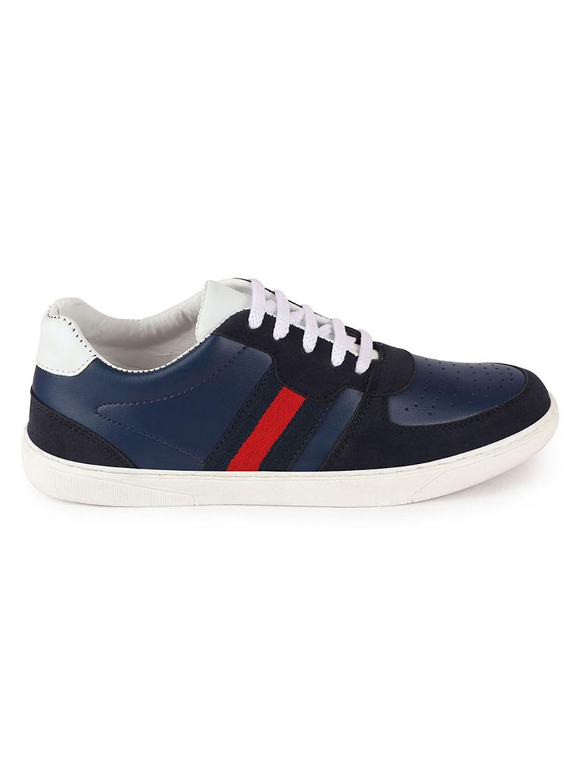 navy synthetic lace up sneakers - 17484908 - Zoom Image - 3