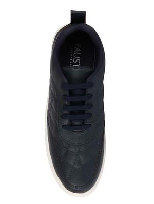 navy synthetic lace up sneakers - 17484910 - Standard Image - 4