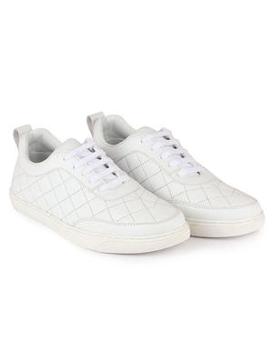 white synthetic lace up sneakers - 17484911 - Standard Image - 2