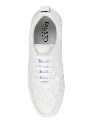 white synthetic lace up sneakers - 17484911 - Standard Image - 4