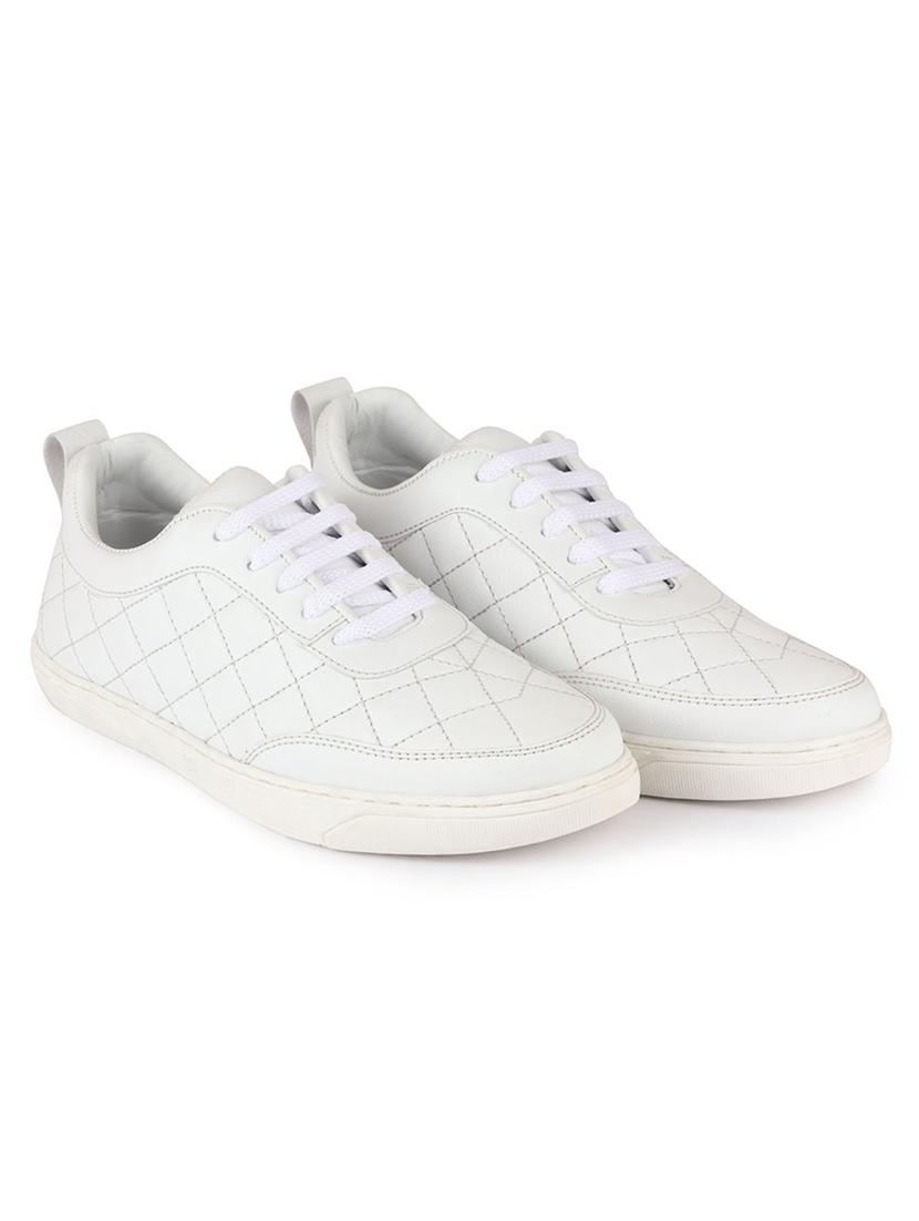 white synthetic lace up sneakers - 17484911 - Zoom Image - 2