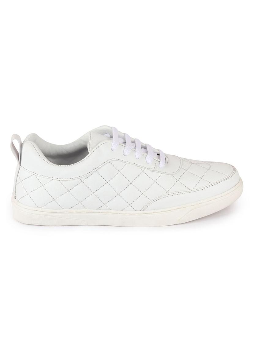 white synthetic lace up sneakers - 17484911 - Zoom Image - 3