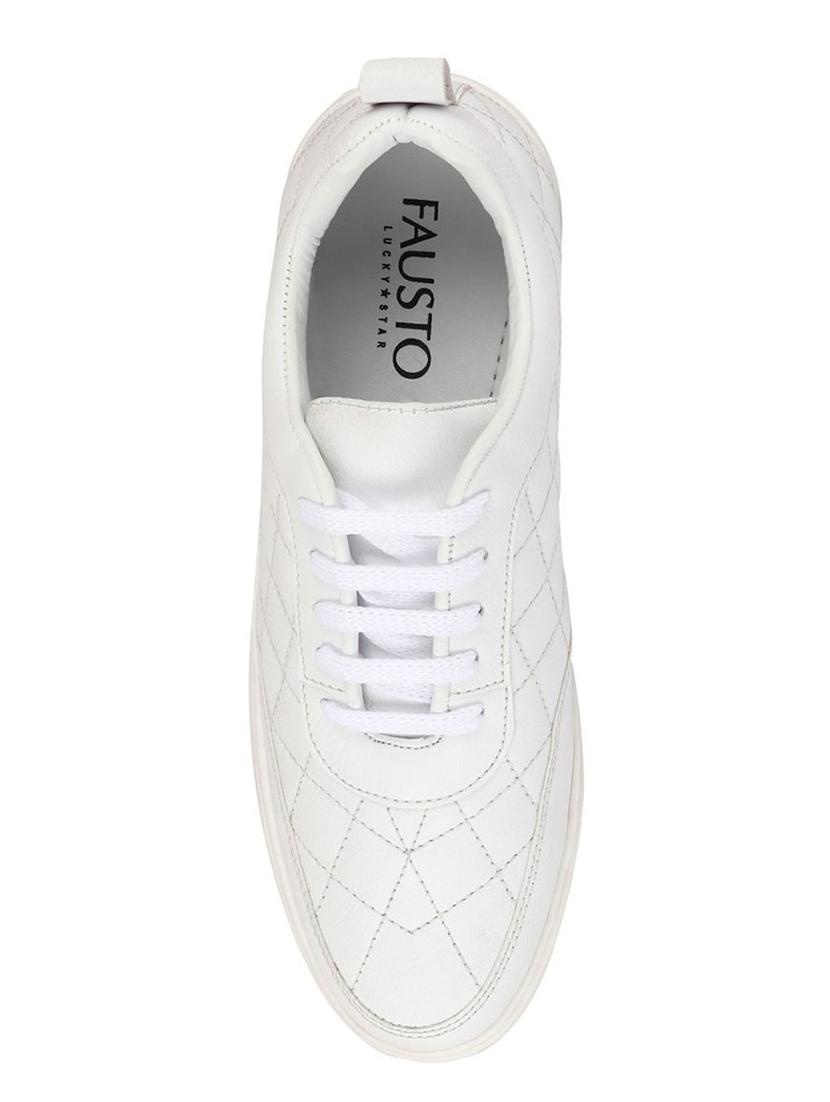 white synthetic lace up sneakers - 17484911 - Zoom Image - 4