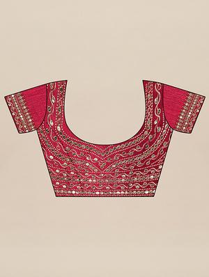solid bordered saree with blouse - 17484940 - Standard Image - 4