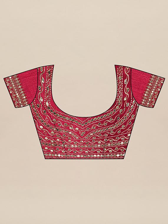 solid bordered saree with blouse - 17484940 - Zoom Image - 4