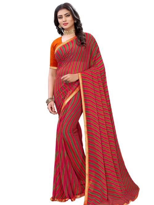 leheriya printed saree with blouse - 17484960 - Standard Image - 1