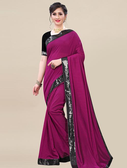 solid bordered saree with blouse - 17484982 - Standard Image - 1