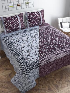 sheen décor reversible collection flip top wine color beautiful and comfortable double bedsheet set - 17485103 - Standard Image - 3