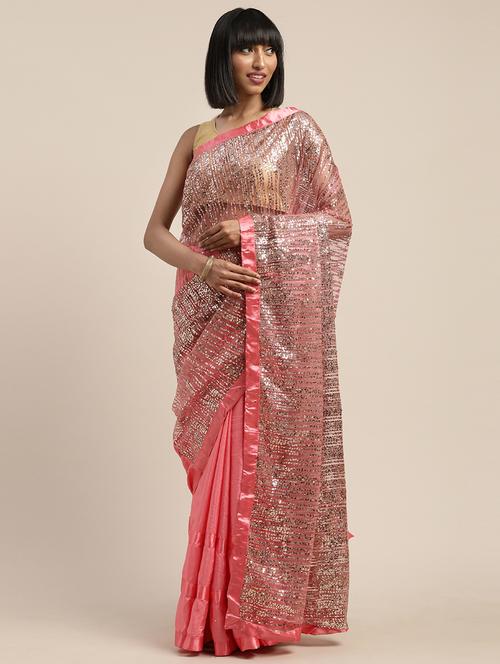 sequined half & half saree with blouse - 17485411 - Very Small Image - 1
