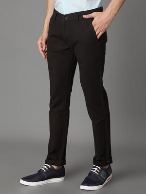 navy blue solid chinos - 17488104 - Standard Image - 2