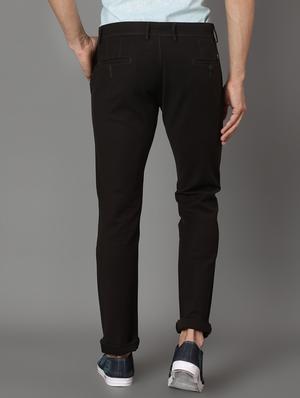 navy blue solid chinos - 17488104 - Standard Image - 3