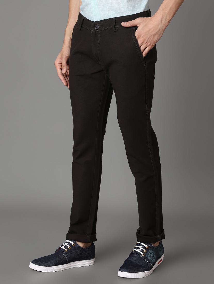 navy blue solid chinos - 17488104 - Zoom Image - 2