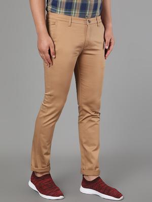 brown solid chinos - 17488111 - Standard Image - 2