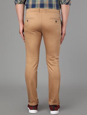 brown solid chinos - 17488111 - Standard Image - 3
