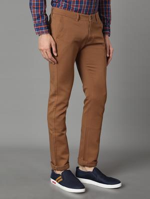 brown solid chinos - 17488113 - Standard Image - 2