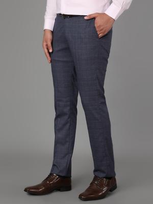 blue checkered flat front formal trouser - 17488114 - Standard Image - 2