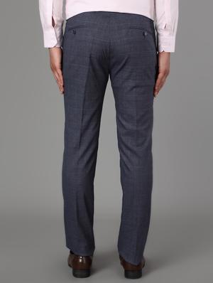 blue checkered flat front formal trouser - 17488114 - Standard Image - 3
