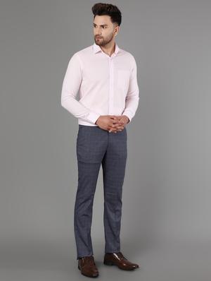 blue checkered flat front formal trouser - 17488114 - Standard Image - 4