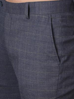 blue checkered flat front formal trouser - 17488114 - Standard Image - 5