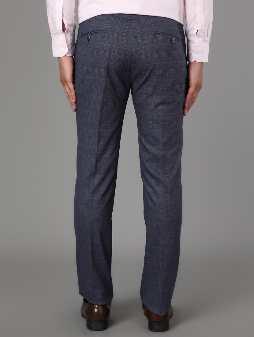 blue checkered flat front formal trouser - 17488114 - Zoom Image - 3