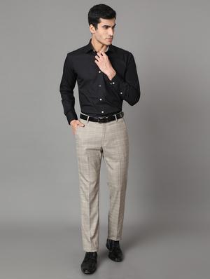 beige checkered flat front formal trouser - 17488115 - Standard Image - 4