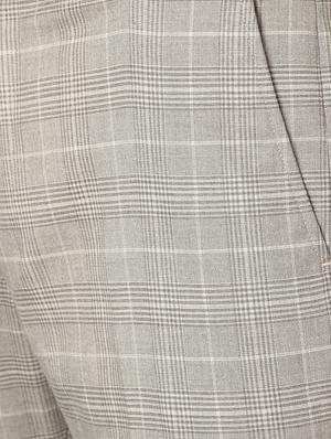 beige checkered flat front formal trouser - 17488115 - Standard Image - 5